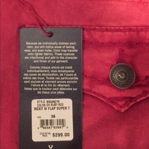 True religion 36 waist red jeans